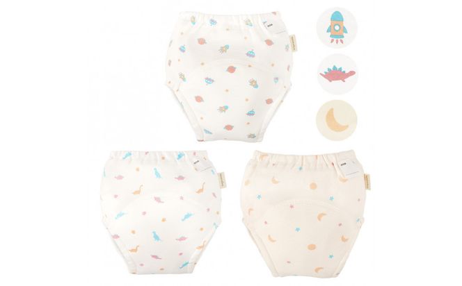 【100サイズ】「おねむうパンツ」4重トレーニングパンツ3枚セット・A（スペース、ザウルス、ムーンスター） 141305_LA10VC02
