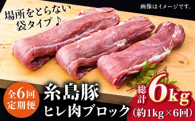 【全6回定期便】糸島産豚肉 ヒレ肉 ブロック 1kg （1本350g前後×3本）《糸島》【糸島ミートデリ工房】 [ACA234] 国産 糸島 豚肉 豚 ヒレ トンカツ トンテキ