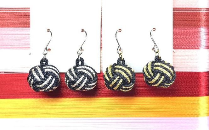 【※使用しない※】組紐ピアスモンキー黒銀 