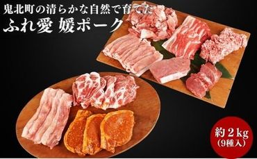 鬼北町の清らかな自然で育てた ふれ愛 媛ポーク　約2kg＜肉 お肉 豚肉 銘柄豚 ブランド肉 豚ロース 豚モモ 豚バラ 豚小間切れ おかず しゃぶしゃぶ 愛媛県 鬼北町＞