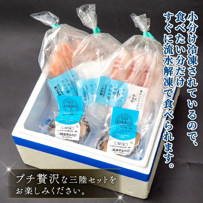 【地域コラボ】やわらかアワビとお刺身3種のプチ贅沢セット あわび お刺身 セット スチーム ボイル 贅沢 鮑 Abalone ステーキ 正月 お正月 おせち 刺し身 刺身 食べ比べ [toretate003]