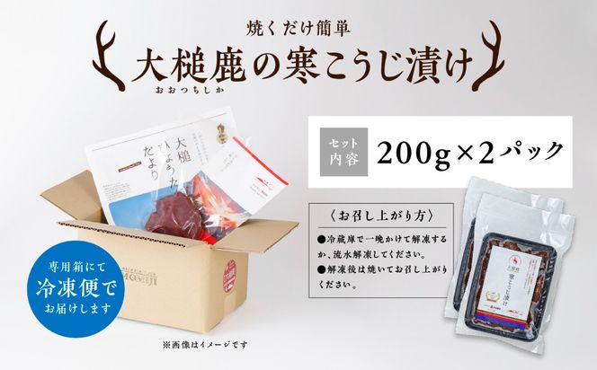 【失敗なし！しっとりジューシー】大槌鹿の寒こうじ漬け【優秀賞受賞】 200g×1パック/200g×2パック計400g 岩手県産 天然鹿 鹿肉 味付肉 寒こうじ 安藤醸造 ジビエ ヘルシー 低カロリー こうじ 糀 おかず ご飯のお供 赤身 冷凍 加工肉 ギフト