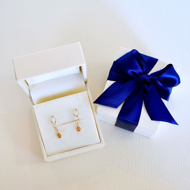 K10YG(10金) イエローゴールド 揺れる シトリン アンティーク ピアス 保証書付 2274 242-049-b