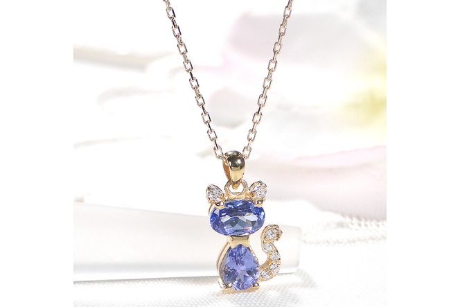 ネックレス K18YG イエローゴールド タンザナイト ダイヤモンド 0.04ct 【f267-tan-k18yg】[オーダーメイドジュエリーメイ 山梨県 韮崎市 20742927] ペンダント ジュエリー アクセサリー ダイヤ K18 18金 宝石