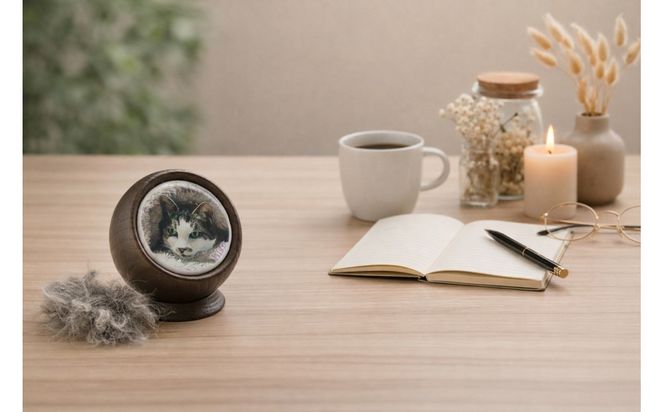 手元供養にも使える写真陶板付き宝物入れ「たまてまり」 141305_NH01