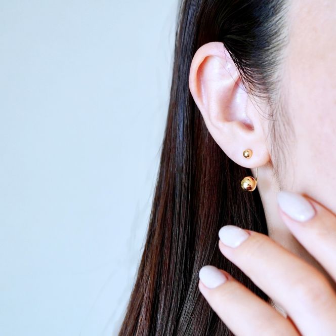 K18(18金) イエローゴールド おしゃれ 2way ボール ピアス 地金 (直径4mm7mm) 保証書付 M1011 242-031