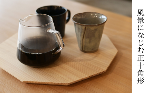 ヒノキの平盆【十角】 M-ms-A44A