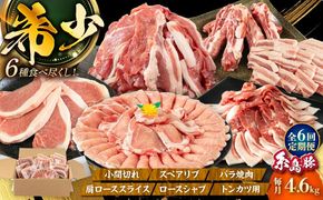 【全6回定期便】計4.6kg！糸島豚 食べ尽くしセット ( とんかつ / 肩ロース / しゃぶしゃぶ / 豚バラ / スペアリブ / 小間切れ ) 糸島市 / トラヤミートセンター [AJD013] 豚肉 スライス しゃぶしゃぶ ロース スペアリブ こま切れ
