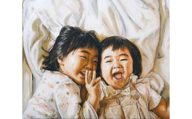 油絵で高級感のある肖像画を細密に描きます（41×32cm・背景あり）