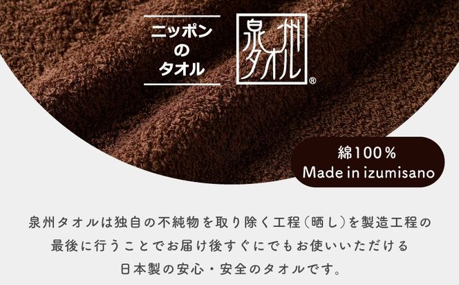 015B496 濃色カラー バスタオル 4枚（ブラウン）【泉州タオル 国産 吸水 普段使い シンプル 日用品 家族 ファミリー】