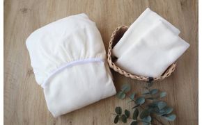 G1958 【tissu de coton/ハニカム織】泉州南部織 BED用ダブルシーツ＆ピロー2枚（WH）