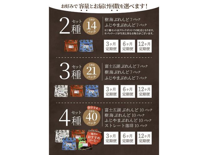 【 定期便 】 富士山麓ぶれんど ドリップバッグコーヒー セット 2種 3種 4種【 選べる お届け回数 】 3ヶ月 6ヶ月 12ヶ月　ドリップ 珈琲 ブレンド コーヒー 飲み比べ  中煎り～深煎り 溶岩 焙煎 ロースト 山梨 富士吉田