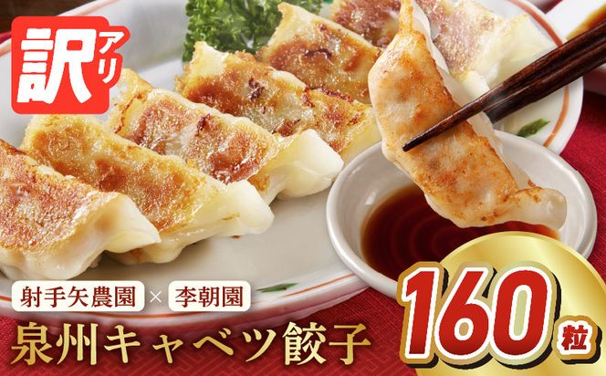 099H4138-1 【訳あり】泉州キャベツ餃子160粒【射手矢農園×李朝園 生餃子 手作り ぎょうざ ギョーザ 惣菜 冷凍 焼くだけ 簡単調理 フードロス削減】