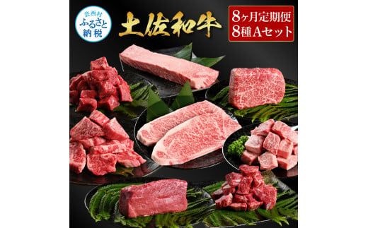 【CF-R7hbk】＜8ヶ月定期便＞ 土佐和牛詰め合わせ8種Aセット（合計3.3kg）3.3キロ 赤身ブロック サイコロステーキ ロース サーロイン カルビ スネ ヒレ ブロック肉 特選 赤身 牛肉 和牛 国産 熟成肉