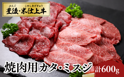[スピード発送] 豊後・米仕上牛 カタ、ミスジ 焼肉 計600g