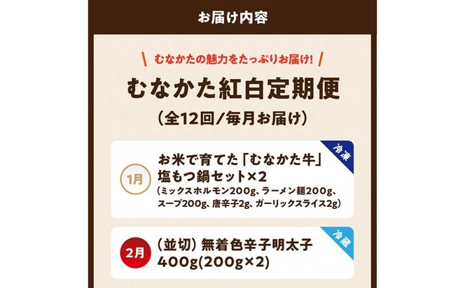 【年12回／毎月お届け】むなかたの魅力をたっぷりお届け!むなかた紅白定期便_HB0202