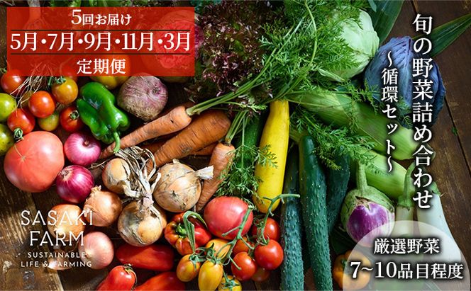 [5回お届け 5月・7月・9月・11月・3月 定期便]〈自然栽培〉佐々木ファーム 旬の野菜詰め合わせ ～循環セット～ 厳選野菜7-10品目程度 先行予約 直送 北海道 洞爺湖町