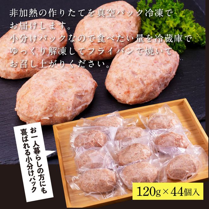 CDM018　  創業50年老舗レストランの幻の和牛あかうしハンバーグ120g×44コ（ソース無し）人気惣菜 数量限定 牛肉 豚肉 故郷納税 焼くだけ 溢れる肉汁 土佐あか牛 ハンバーグ 小分け 緊急支援品 60000 60,000 円 