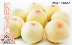 桃 2026年 先行予約 岡山 の 白桃 8玉（合計1.7kg以上）化粧箱入り もも モモ 岡山県産 国産 フルーツ 果物 ギフト デザート 上品な甘み とろける 産地直送 [№5735-1467]