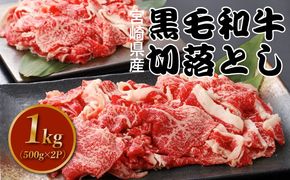 宮崎県産黒毛和牛切り落とし1㎏ K16_0080_1