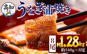 うなぎ 高知県産蒲焼きうなぎ １６０ｇ ８尾 計１２８０ｇ fb-0157