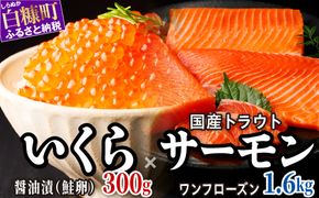 【ふるさと納税】 醤油漬鮭いくら 300g(100g×3パック) ×国産トラウトサーモン 1.6kgのセット ふるさと納税 いくら イクラ 鮭いくら 鮭イクラ 鮭 秋鮭 完熟卵 たらこ 海鮮 ごはんのお供 白米 海鮮食品 魚卵 魚