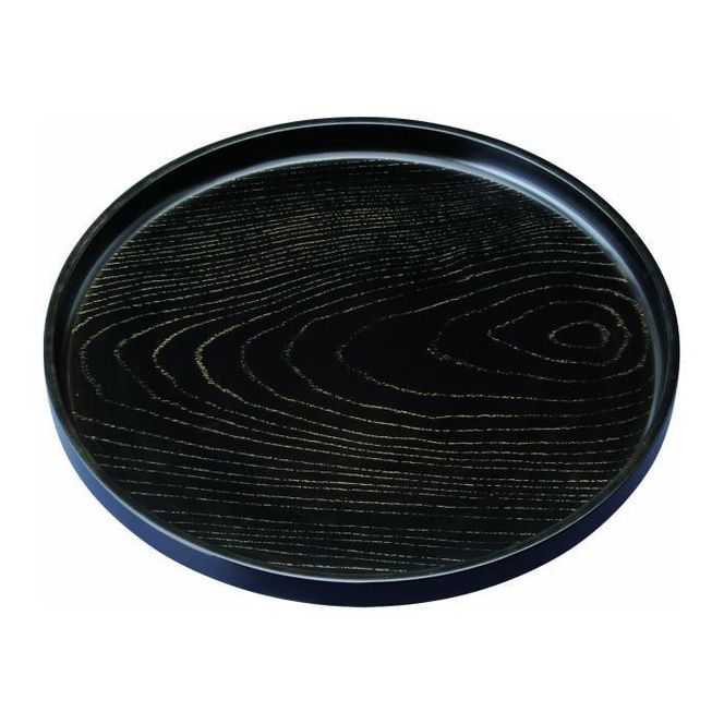 丸盆 27cm 金彩 黒ケヤキ杢 ノンスリップ ［YG439］ 303446_CC437