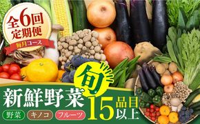 【6回コース】豪華！野菜 セット 15品目以上 6回 定期便 フルーツ キノコ 詰め合わせ / 南島原市 / 吉岡青果 [SCZ002]