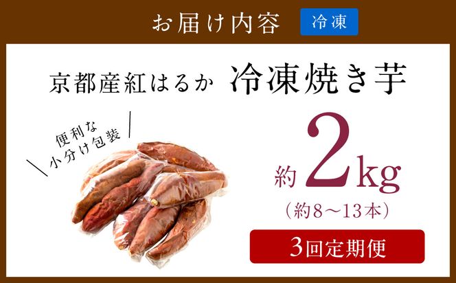 【先行予約】【定期便3回】【訳あり】京の味覚「京都産極上紅はるか」の冷凍焼き芋2kg ふるさと納税 やきいも ふるさと納税 焼き芋 さつまいも 薩摩芋 焼き芋 国産 完熟 高糖度 個包装 蜜入り  訳あり 産地直送　ST00062