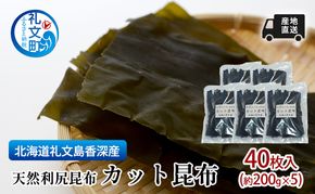 北海道 礼文島 香深産 手軽で便利  利尻昆布 カット昆布 200g(約40枚)×5袋［高橋の昆布屋］【 昆布 カット昆布 だし昆布 出汁こんぶ  利尻昆布 香深産 海藻 和食 昆布水 便利 使い切り 】