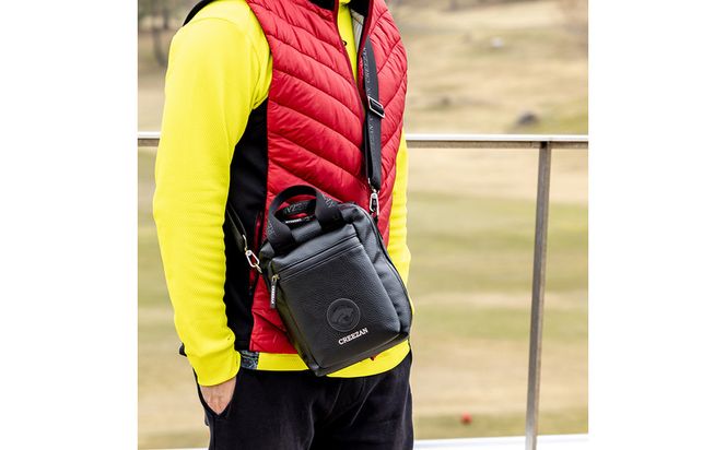 CREEZAN GOLF クリーザンゴルフ カートバッグボックス ブラック CCGI-013-02 / ゴルフ カートバッグ ゴルフバッグ 縦型 軽量 収納力 水濡れに強い 高機能合成皮革 ドリンクホルダー付き ショルダーストラップ付き シンプル デザイン