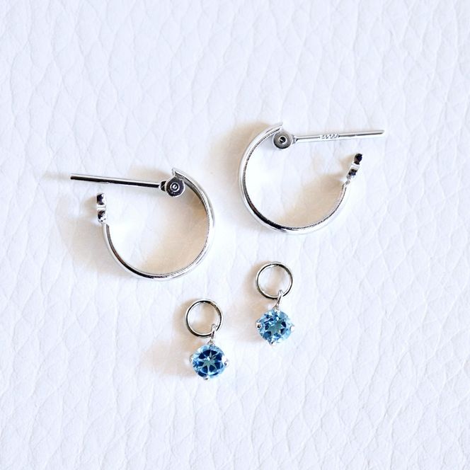 Pt900 プラチナ 2WAY ピアス 地金 ブルートパーズ フープピアス(直径10mm) 保証書付 SMK-5249 SWAD098-btp