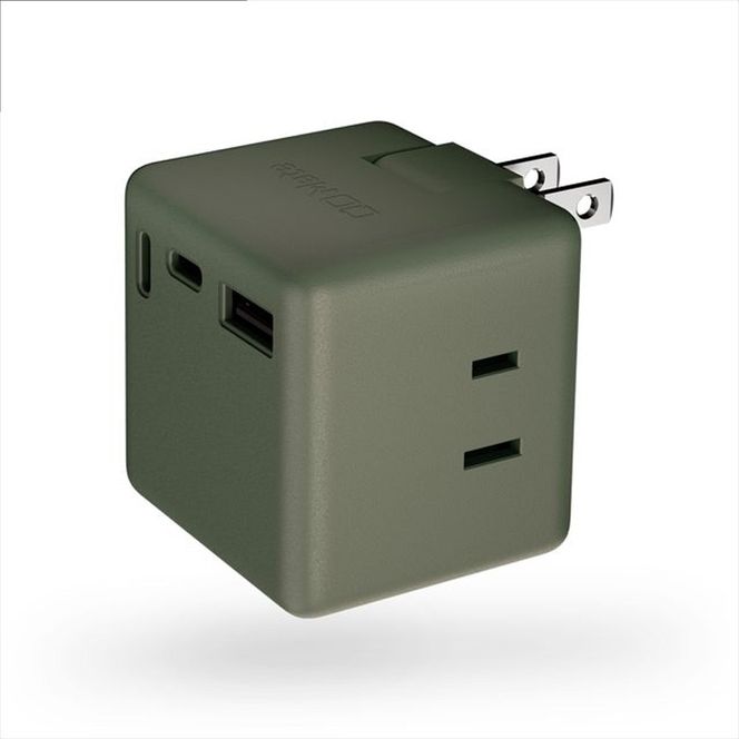 CIO 充電器 電源タップ コンセント マルチタップ 急速充電 USB-C×2 USB-A×1 Mate Tap001 モスグリーン｜小型 軽量 おしゃれ 便利 [2688]