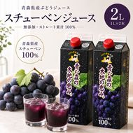 ぶどうジュース 紙パック 1L × 2本入り 無添加 ストレート果汁 100% 【 スチューベンジュース 葡萄 青森県産 産地直送 1000ml 2本セット 】