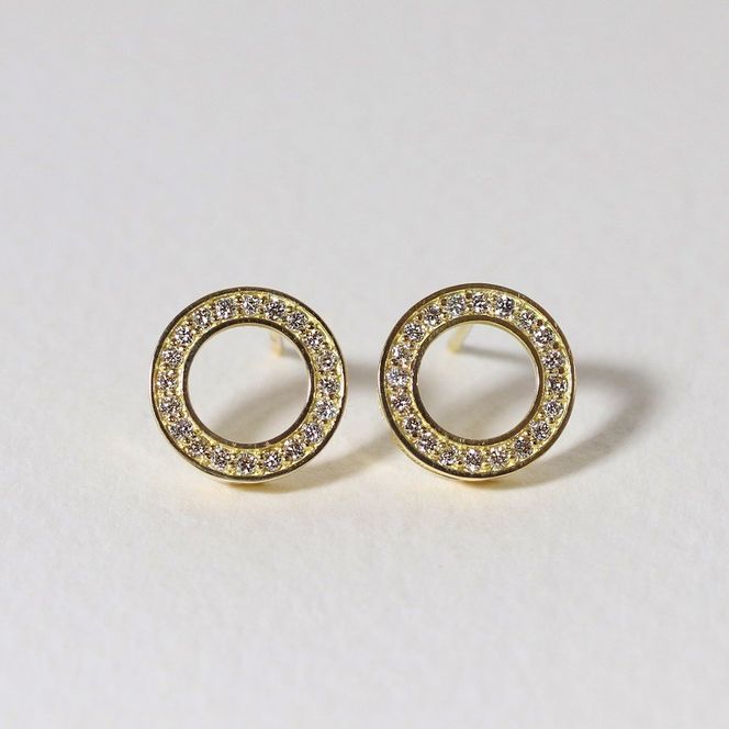 K18　0.20ct　サークルダイヤモンドピアス　BQ-162