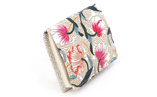 【文庫屋大関】箱まち小銭入れ　ノースガーデン＜コーラル＞【皮革工芸品】 ファッション小物 財布 民芸品 