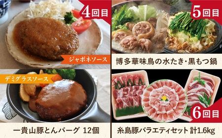 【全12回定期便】肉のお楽しみ定期便 食べ比べ セット （ 博多和牛 糸島和牛 糸島豚 はかた地どり イノシシ ウインナー シャトーブリアン ステーキ ハム ソーセージ ハンバーグ ） [AAH009]