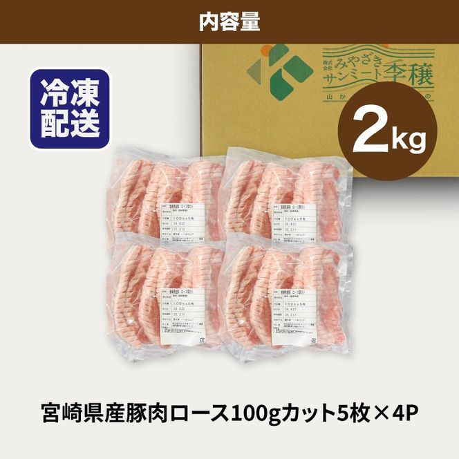 ★スピード発送!!７日～10日営業日以内に発送★贅沢宮崎県産豚肉ロース100gカット20枚 K16_0150