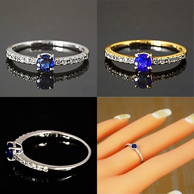 サファイヤ リング 0.35ct K18WG K18YG （13395）　BR-31