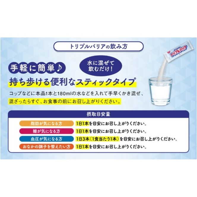 【定期便2ヶ月】トリプルバリア プレーン 30本入 ｜ 日清食品 サプリメント サプリ nisshin 機能性表示食品 中性脂肪 血糖値 血圧 下げる 水に溶かす ドリンク スティック 健康 健康食品 美容 お楽しみ 栃木 栃木県 鹿沼市