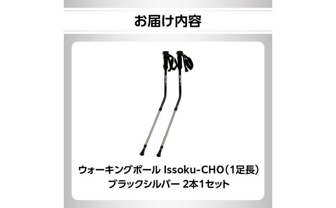 【R17033】ウォーキングポール Issoku-CHO（1足長） ブラックシルバー 2本1セット 