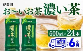 【6ヶ月定期便】お～いお茶 濃い茶600ml×24本 PET 【 飲料 飲み物 ソフトドリンク お茶 ペットボトル 備蓄 全6回 送料無料 】 [D07354t6]