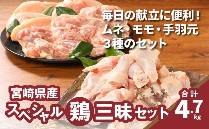 ★スピード発送!!７日～10日営業日以内に発送★宮崎県産 スペシャル鶏三昧　小分け　4.7kg　K16_0113