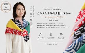 G3324 『Noble Fibre』100％カシミヤ・マフラー マルチ色ジャガード【高級 カシミア おしゃれ ファッション 防寒 かしみあ】