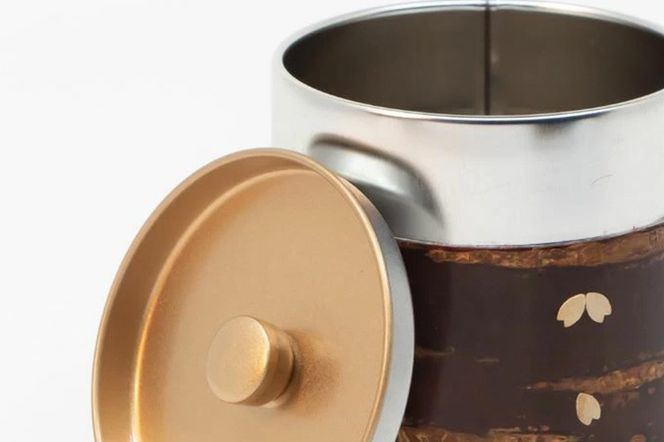 角館樺細工《樺細工 八柳》 茶缶 平型 150g 無地桜 角館工芸協同組合|02_kdk-916001