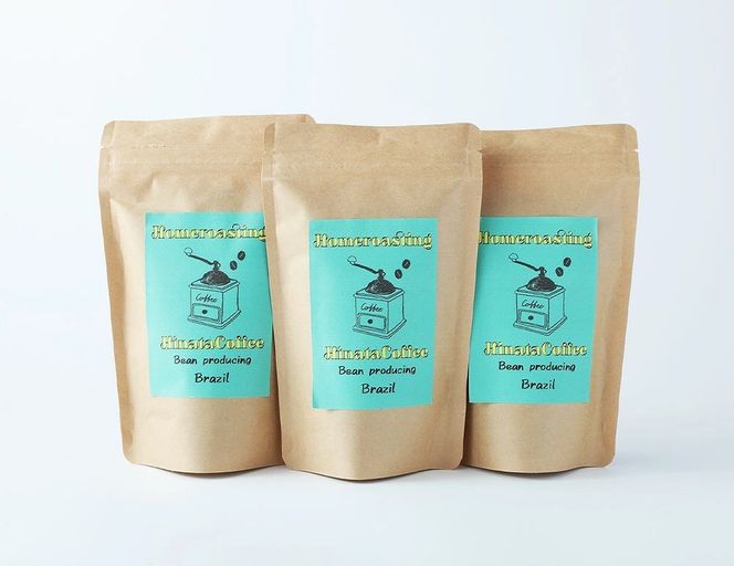 【3カ月定期便】コーヒー 豆 粉（ブラジル サントス 中煎り 中細挽き）100g × 3個セット | ミディアムロースト ギフトBOX付き コーヒー 珈琲 自家焙煎 ひなた珈琲 幸田町 送料無料