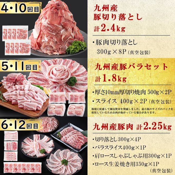 【定期便全12回】豚肉堪能定期便(12ヶ月連続・総量22.8kg以上) t0176-001