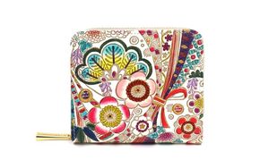 【文庫屋大関】二つ折りファスナーミニ財布 華熨斗【皮革工芸品】財布 二つ折り 小物 お札 カード 小銭 コンパクト 牛革 手作り 日本製 墨田区 東京都