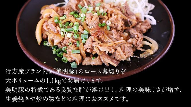 美明豚 ロース薄切り 約1.1kg （茨城県共通返礼品：行方市） びめいとん ビメイトン ブランド豚 銘柄豚 豚 豚肉 肉 茨城県産 国産 冷凍 豚ロース 薄切り [EQ010us]