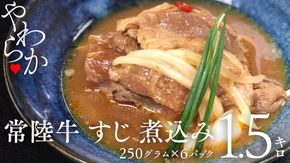【茨城県共通返礼品】やわらか 常陸牛 すじ 煮込み 250g × 6パック (計 1500g ) 牛すじ 牛すじ煮込み 牛肉 和牛 ふるさと納税 10000円 おかず 惣菜 [AU090ya]